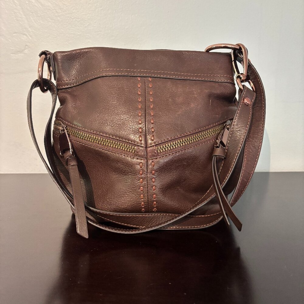 B Makowsky Brown Leather Crossbody